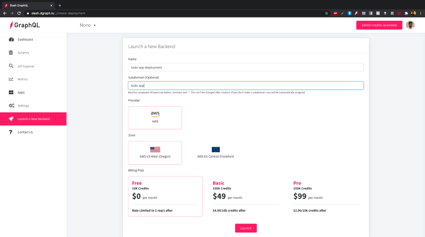 Dgraph Cloud: Create deployment